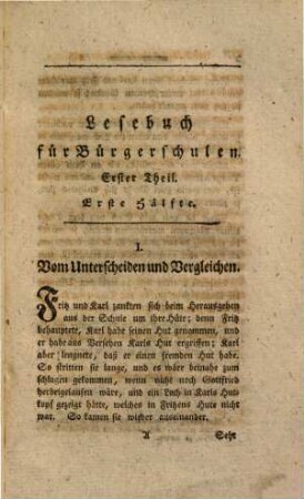 Lesebuch für Bürgerschulen, 1. Theil