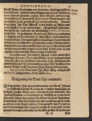 Belägerung der Statt Lipp continuirt.