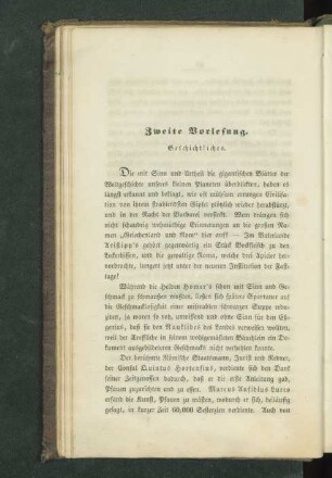 Zweite Vorlesung. Geschichtliches