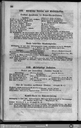 XVII. Kirchliche Vereine und Gesellschaften.