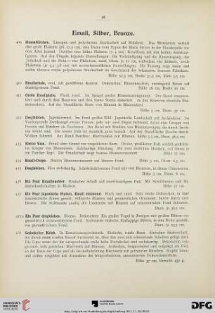 Email, Silber, Bronze (Nr. 409-482)
