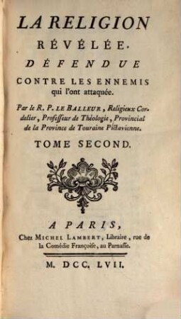 La Réligion Révélée, Défendue Contre Les Ennemis qui l'ont attaquée, 2