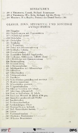 Gläser, Zinn, Steinzeug und sonstige Antiquitäten (Nr. 211-249)