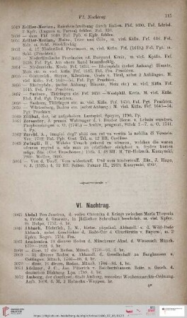 VI. Nachtrag (Nr. 3065 - 3207)