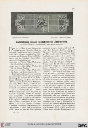 Entscheidung unserer redaktionellen Wettbewerbe, [1]