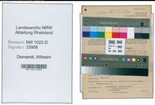 Entnazifizierung Wilhelm Demandt , geb. 06.04.1906 (Bahnbeamter)
