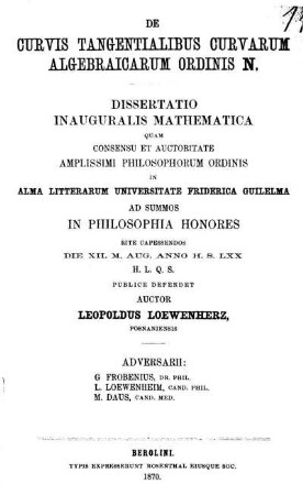 De curvis tangentialibus curvarum algebraicarum ordinis N.