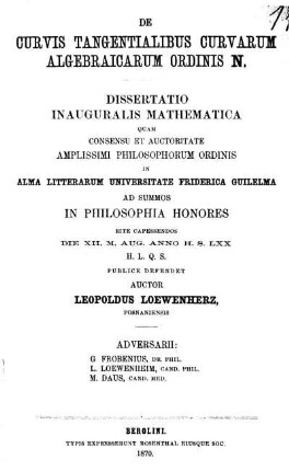 De curvis tangentialibus curvarum algebraicarum ordinis N.