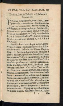 De IIII. sacrosancto basilica S. Salvatoris Lateranensi.