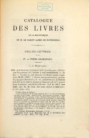 Catalogue des livres composant la bibliothèque de feu le M. le baron James de Rothschild, 2