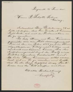 Brief an B. Schott's Söhne : 28.01.1901