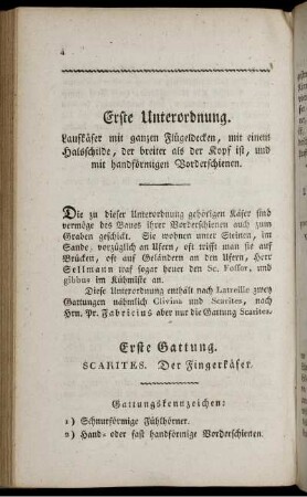 Erste Unterordnung [bis] Zweyte Unterordnung