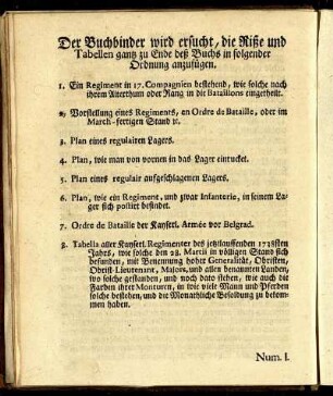 Der Buchbinder wird ersucht, die Riße ...