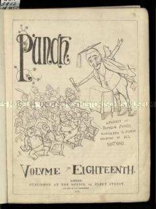 Satirische Zeitschrift "Punch oder The London Charivari. 18. Vol. 1850