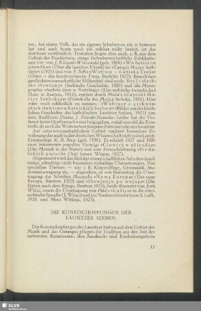 Die Kunstschöpfungen Der Lausitzer Serben