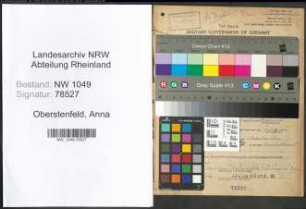Entnazifizierung Anna Oberstenfeld , geb. 10.03.1886 (Klavierlehrerin)