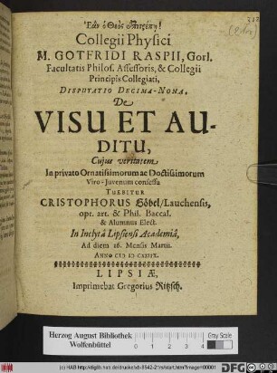 De Visu Et Auditu