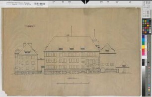 Coesfeld (Coesfeld) Lehrerseminar Rückansicht (1911) 1 : 100 58 x 89 Zeichnung Staatshochbauamt Münster