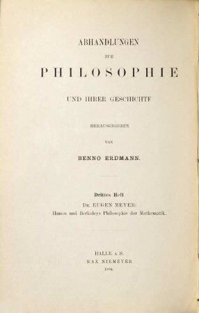 Humes und Berkeleys Philosophie der Mathematik vergleichend und kritisch dargestellt