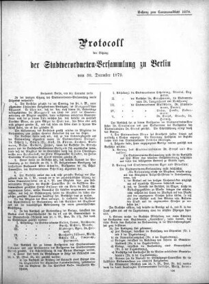 Protokoll der Stadtverordneten-Versammlung zu Berlin vom 30. Dezember 1879