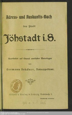 1904: Adress- und Auskunfts-Buch der Stadt Jöhstadt i.S.
