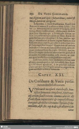 Caput XXI. De Coelibatu & Votis personarum Ecclesiasticarum