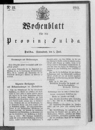 Nr. 22, Ausgabe vom 1. Juni 1861