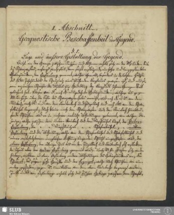 I. Abschnitt. Geognostische Beschaffenheit der Gegend