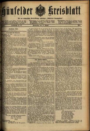 Ausgabe vom Donnerstag, den 10. August 1916.