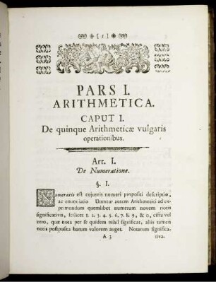 Pars. I. Arithmetica.
