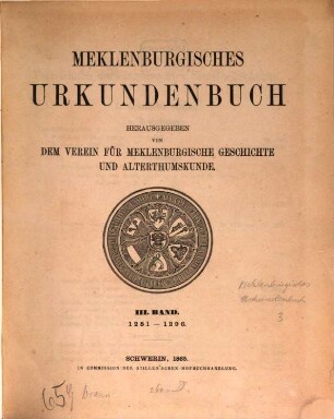 Meklenburgisches Urkundenbuch. III
