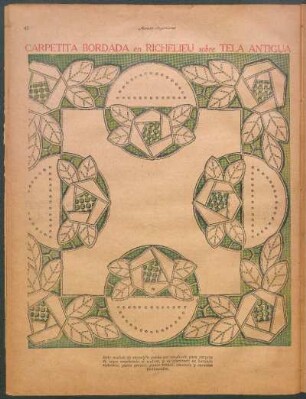 Carpetita bordada en Richelieu sobre tela antigua [Carpetita bordada en Richelieu]