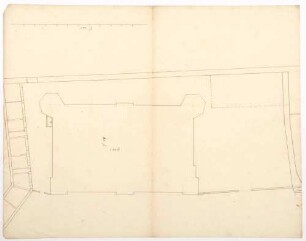 Grundriss des Neuen Marstalls und Lageplan der Umgebung, ohne Maße (Tinte, Folio Doppelblatt)