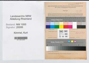 Entnazifizierung Kurt Kimmel, geb. 27.11.1904 (Buero Angest.)