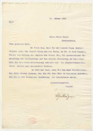 Brief an Fritz Meyer : 15.01.1914