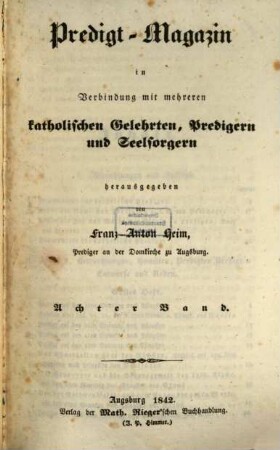 Predigt-Magazin. 8. 1842