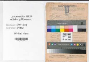 Entnazifizierung Hans Winkel , geb. 10.09.1913 (Lehrer)