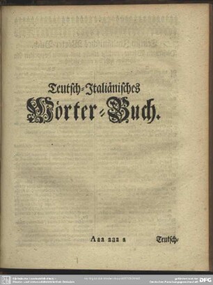 Teutsch-Italiänisches Wörter-Buch