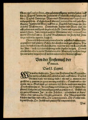 Von den Finsternuß der Sonnen. Das II. Capitel.