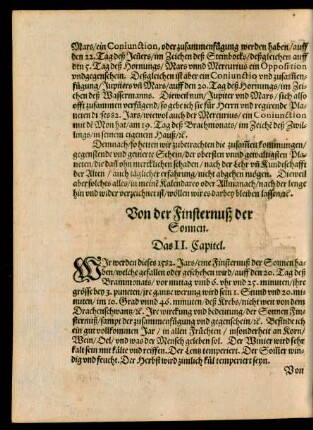 Von den Finsternuß der Sonnen. Das II. Capitel.