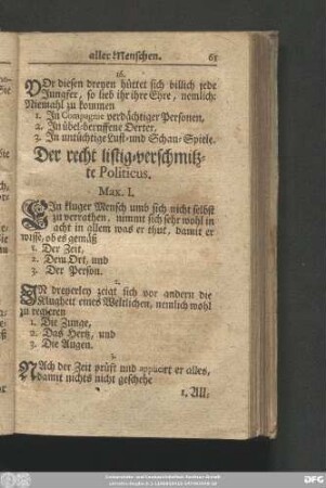 Der recht listig-verschmitzte Politicus.
