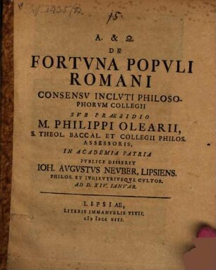 De Fortvna Popvli Romani