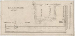 Billing, Hermann; Singen; Krankenhaus - Steinmetzarbeiten: Gesims an der Schwesternterrasse (Grundriss; Ansicht; Schnitt; Detail)