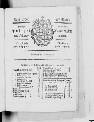 44tes Stück., Ausgabe vom 2. November 1796