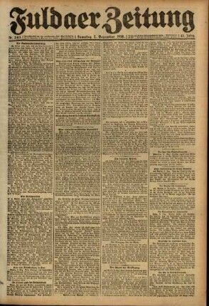 Erste Ausgabe vom Samstag, den 07. Dezember 1918.
