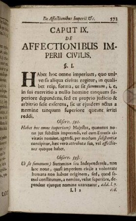 Caput IX. De Affectionibus Imperii Civilis.