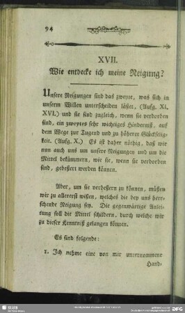 XVII. Wie entdecke ich meine Neigung?