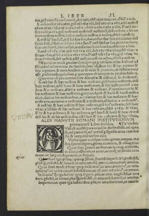 Aldi Manutii Romani Institutionum gra[m]maticaru[m] Liber secu[n]dus.
