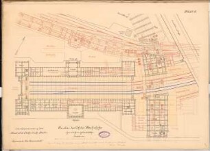 Nord-Süd-Bahn durch Berlin Schinkelwettbewerb 1897: Ausbau Lehrter Bahnhof. Grundriss 1:500