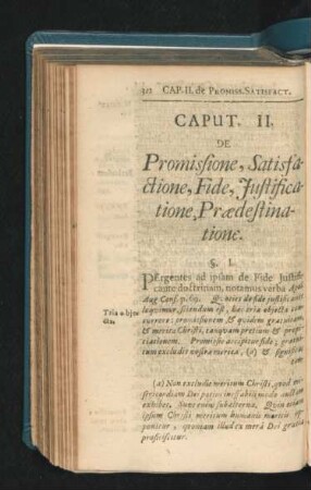 Caput II. De Promissione, Satisfactione, Fide, Iustificatione, Praedefinitione.